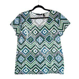 Chicos 3 Black Label Sparkle Top Womens Size XL Geometric Party Holiday Sequins